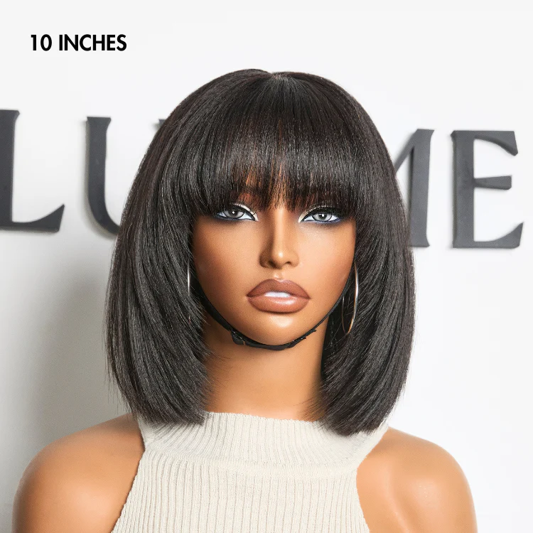 Silky Straight Bob with Bangs – 10 Inches